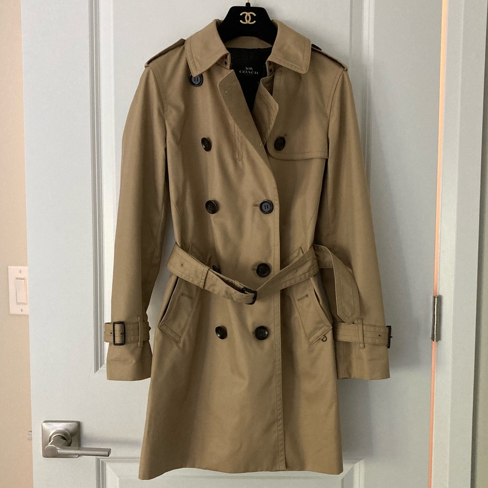 NWOT Coach Trench Coat in Khaki XXS - Picture 2 of 11